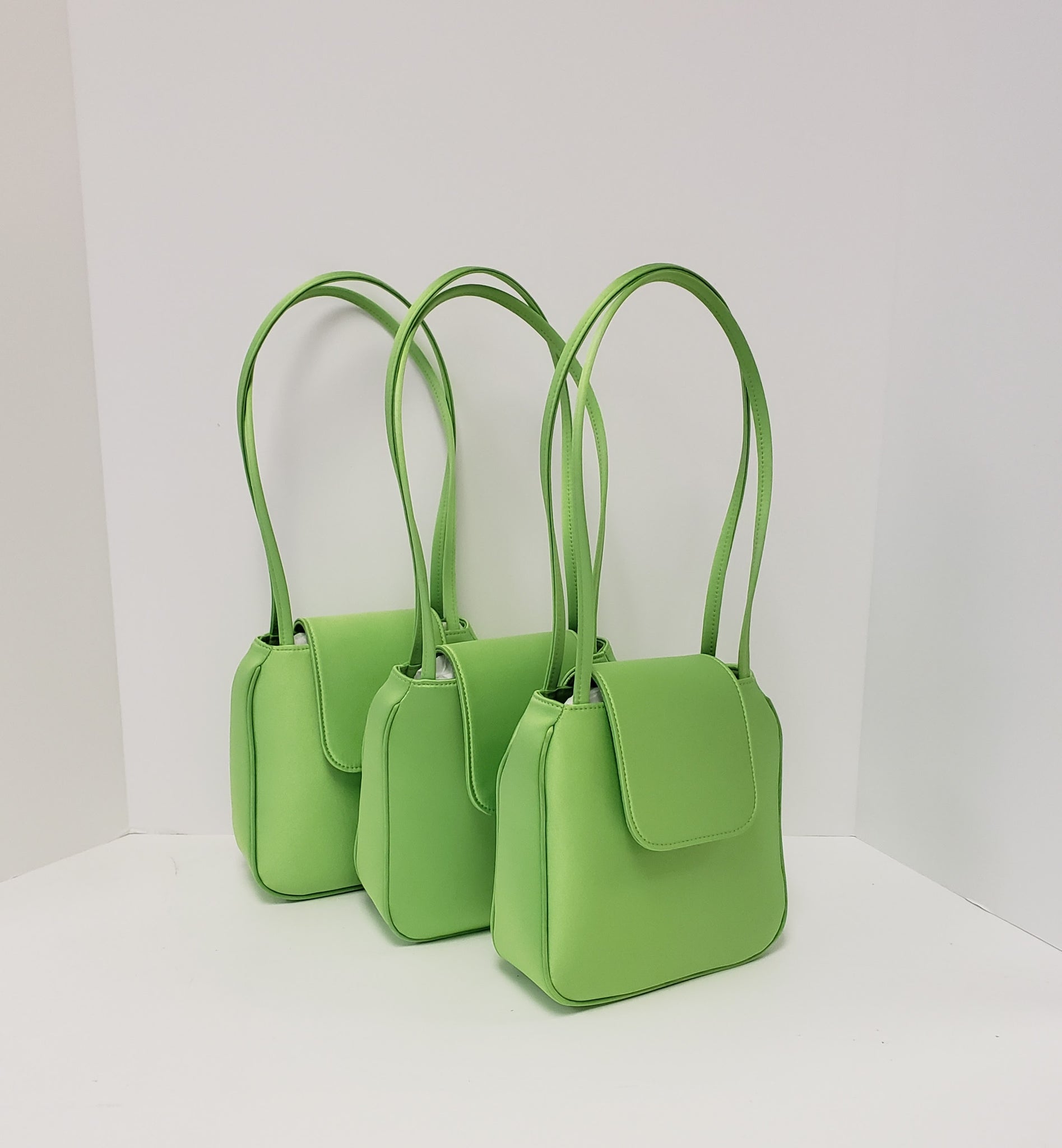 Yoko Tote in Lime Green Polyester Satin – For the Ages