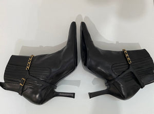 Vintage 90's Chanel Black Leather Pointed Toe Boots