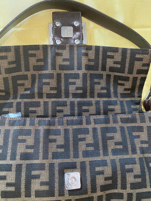 Vintage 00's Fendi Zucca Logo Baguette Bag