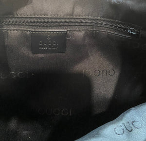 Gucci Black Monogram Canvas & Bamboo Hobo Bag .  Luxury, Lot #18055