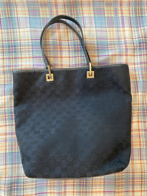 Gucci Canvas Tote Handbag GG Green Red Handles | eBay
