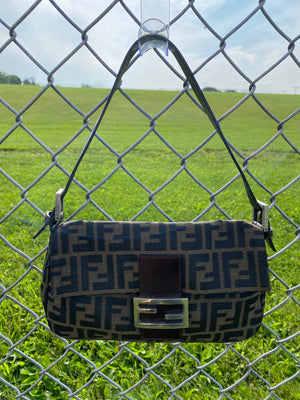 Vintage 00's Fendi Zucca Logo Baguette Bag