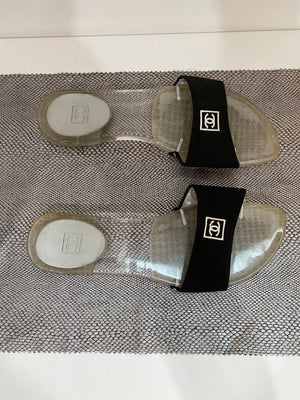 Vintage Chanel Flat Lucite Sport Slides