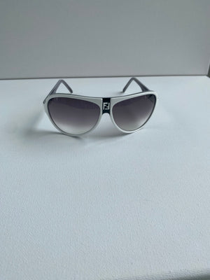 Vintage 00's FENDI Monogram Logo Black White Aviator Sunglasses