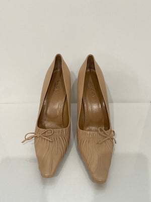 Early 00's Tom Ford Gucci Nude Leather Pointed Toe Heels