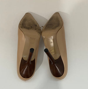 Early 00's Tom Ford Gucci Nude Leather Pointed Toe Heels