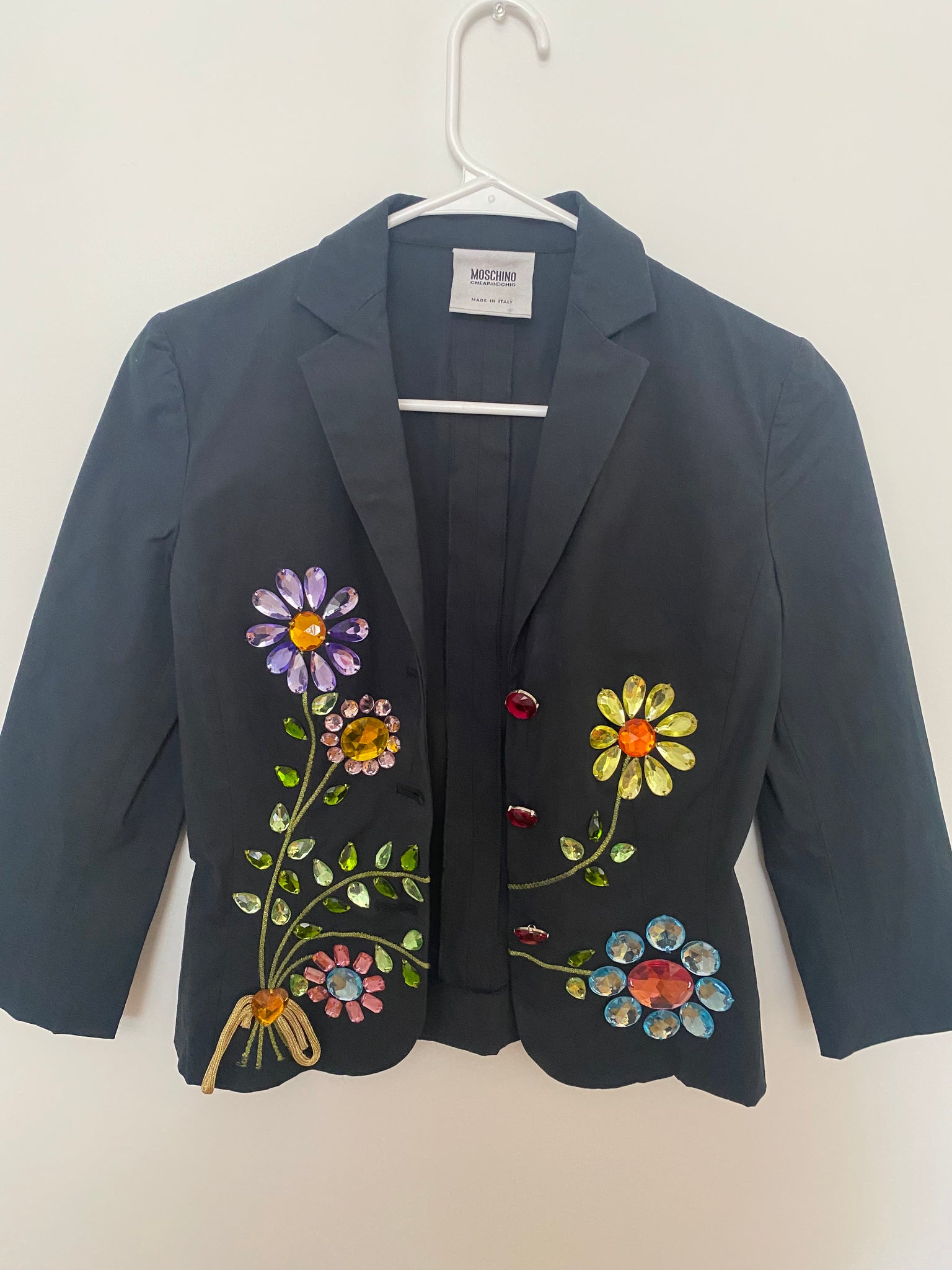 Vintage 00’s Moschino Cheap And Chic Gem Embellished Cropped Blazer
