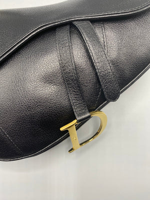 Vintage 00's Christian Dior by John Galliano Black Leather Saddle Bag