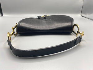 Vintage 00's Christian Dior by John Galliano Black Leather Saddle Bag