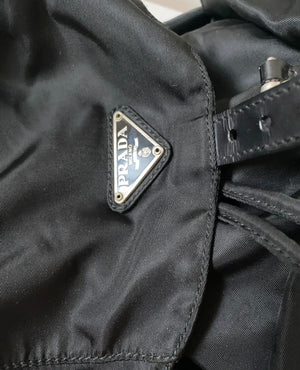 Vintage Black Prada Nylon Tessuto Drawstring Backpack