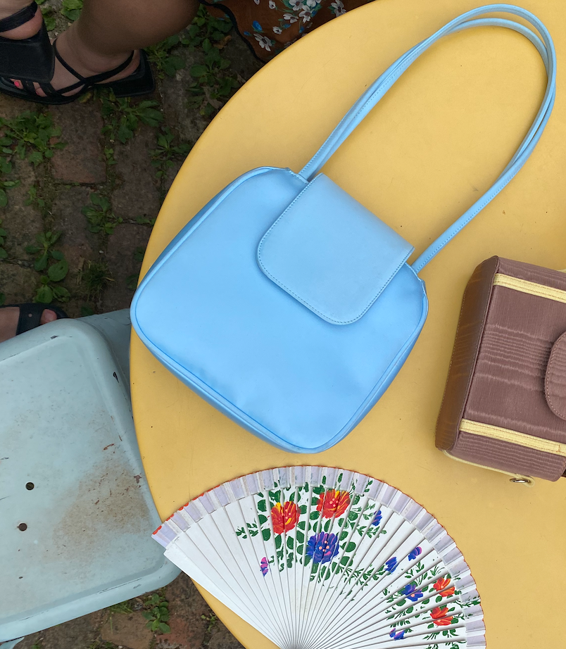 Yoko Tote in Matte Finish Sky Blue Polyester Satin