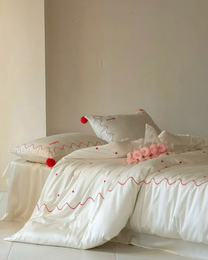 Retro Polka Dot Tencel Lyocell Queen Size Duvet Cover Set