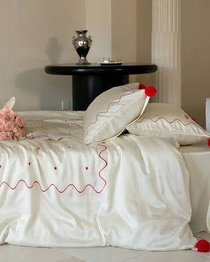 Retro Polka Dot Tencel Lyocell Queen Size Duvet Cover Set