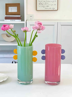 Handblown Pastel Glass Cylinder Vase (2 Colors)