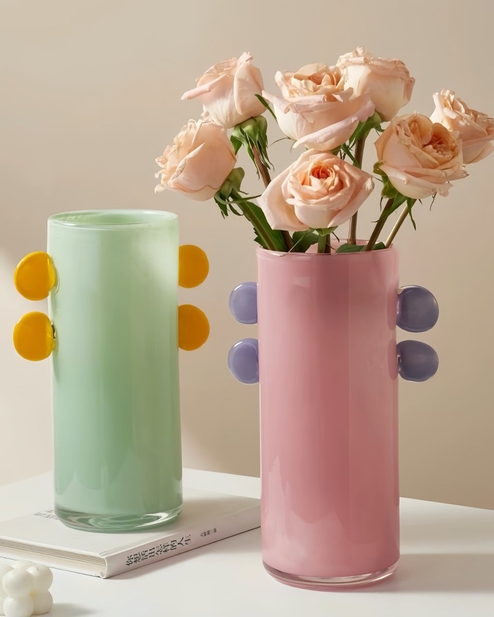 Handblown Pastel Glass Cylinder Vase (2 Colors)