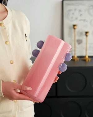 Handblown Pastel Glass Cylinder Vase (2 Colors)