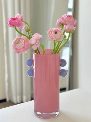 Handblown Pastel Glass Cylinder Vase (2 Colors)