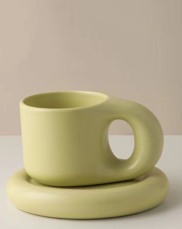 Handcrafted Ceramic Chubby Bauhaus Style Mugs (5 Colors)