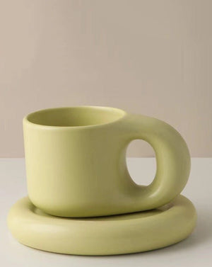 Handcrafted Ceramic Chubby Bauhaus Style Mugs (5 Colors)