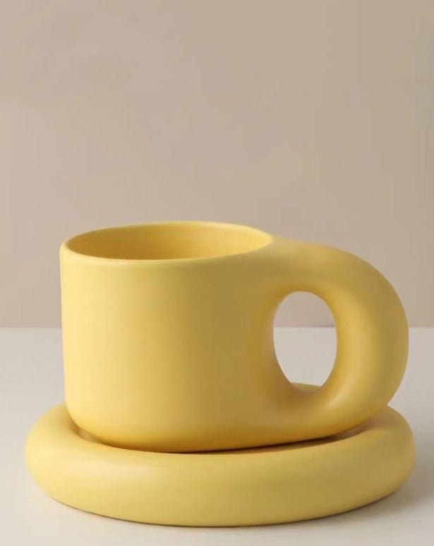 Handcrafted Ceramic Chubby Bauhaus Style Mugs (5 Colors)