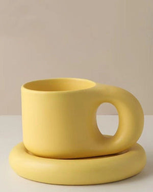 Handcrafted Ceramic Chubby Bauhaus Style Mugs (5 Colors)