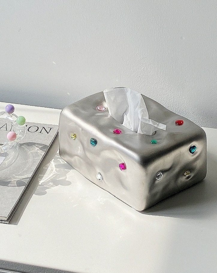 Handmade Ceramic Gemstone Tissue Box Cover (3 Colors)