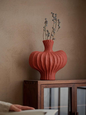 Handmade Wabi Sabi Ceramic Pottery Vase - Red + Black + White