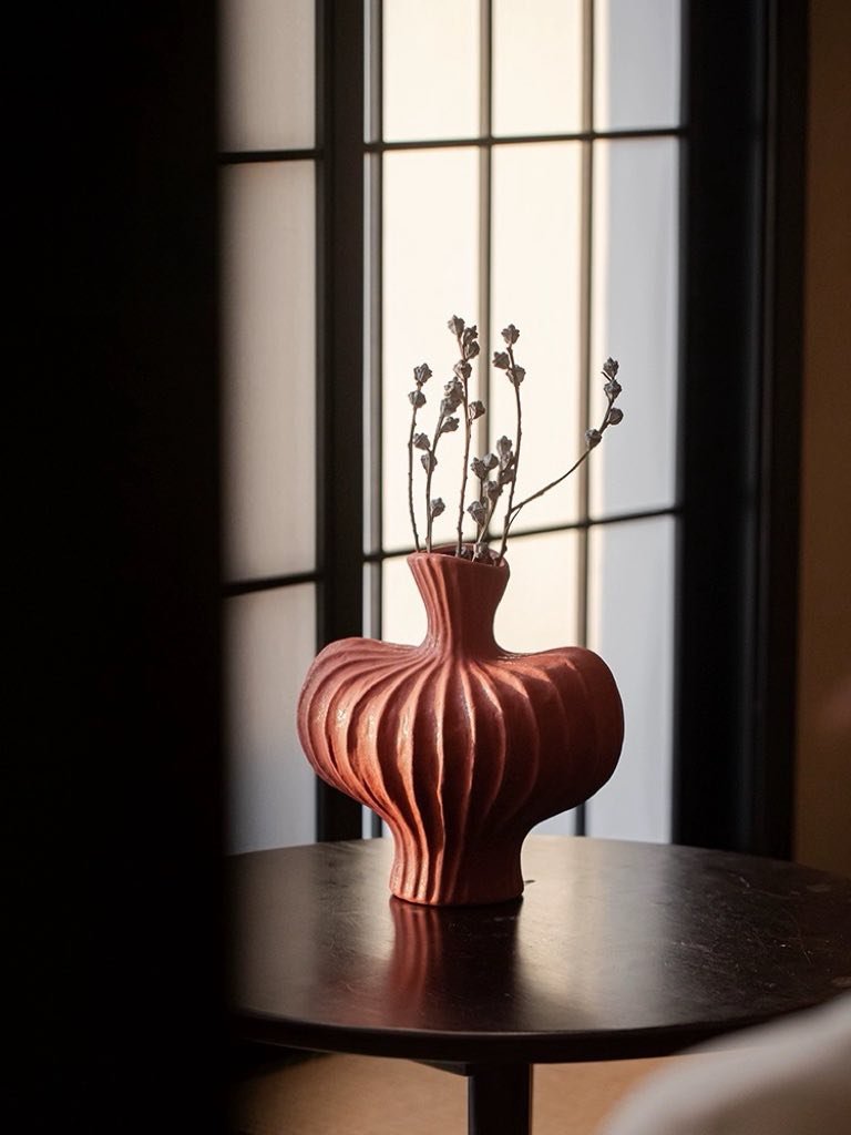 Handmade Wabi Sabi Ceramic Pottery Vase - Red + Black + White
