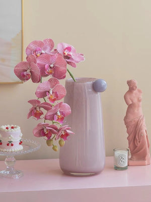 Pink Glass Tall Cylinder Vase