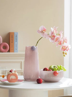 Pink Glass Tall Cylinder Vase