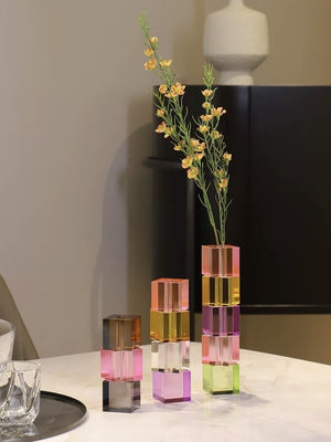 Modern Crystal Cube Bud Vase