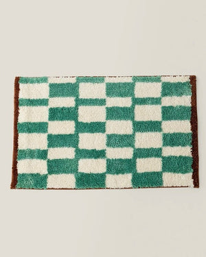 Ultra Soft Retro Checker Bath Rug, Absorbent + Anti-Slip