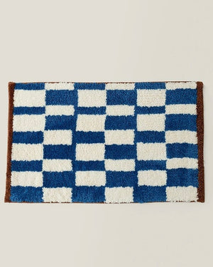 Ultra Soft Retro Checker Bath Rug, Absorbent + Anti-Slip