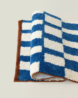Ultra Soft Retro Checker Bath Rug, Absorbent + Anti-Slip