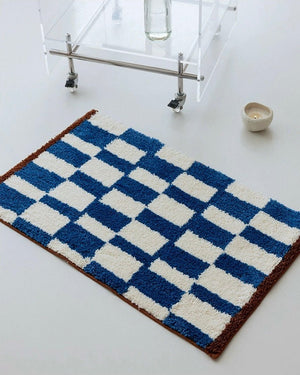 Ultra Soft Retro Checker Bath Rug, Absorbent + Anti-Slip