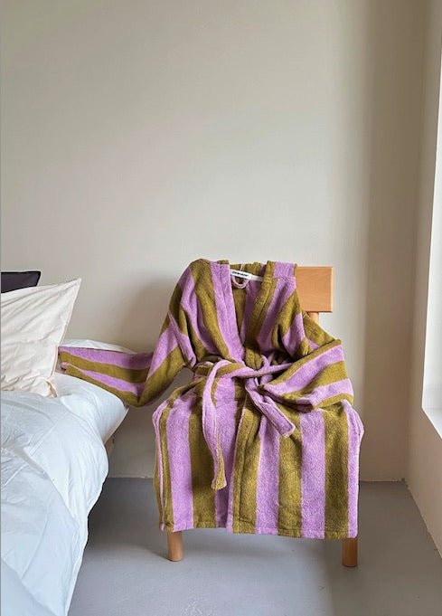 Retro Stripe Bath Robe - 100% Organic Cotton