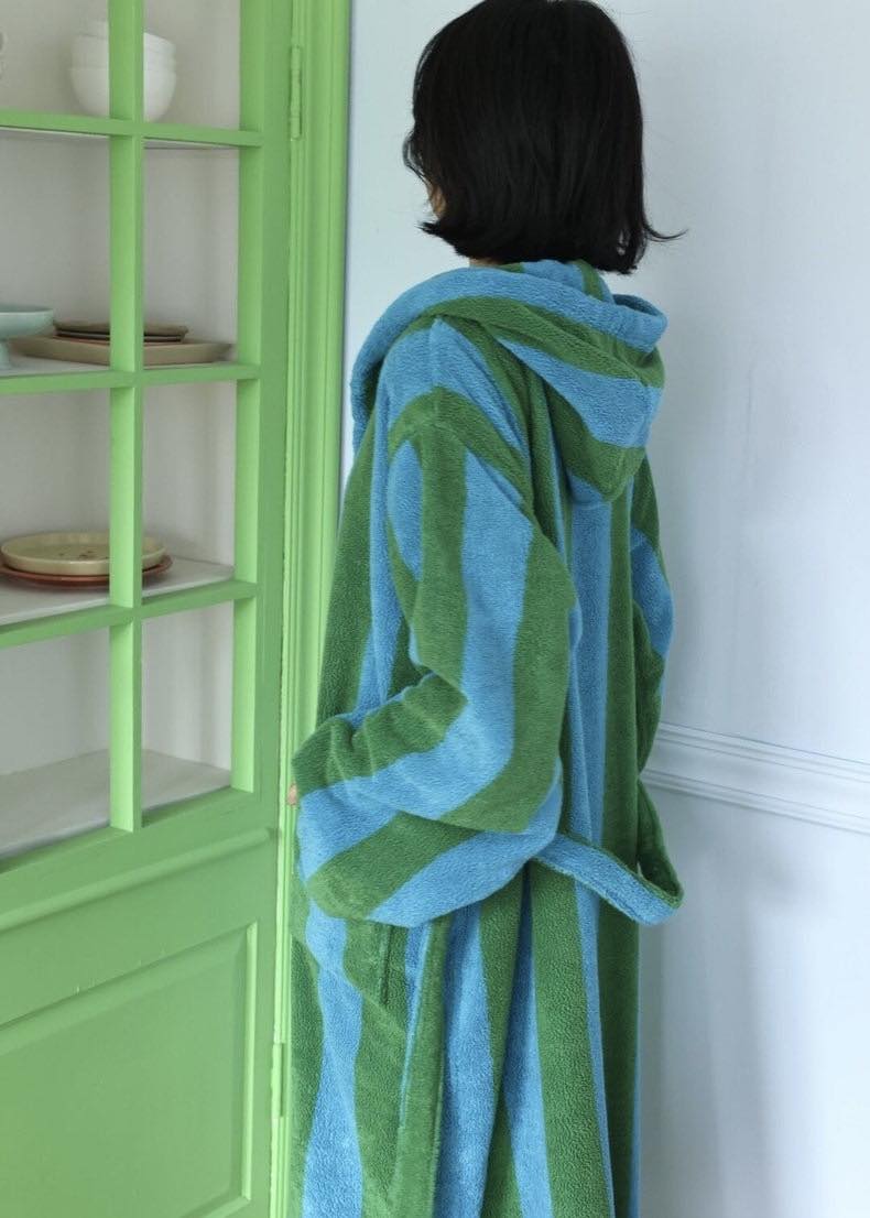 Retro Stripe Bath Robe - 100% Organic Cotton