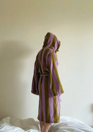 Retro Stripe Bath Robe - 100% Organic Cotton