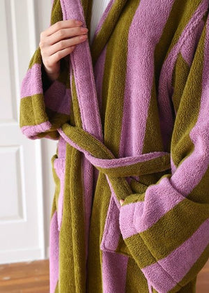 Retro Stripe Bath Robe - 100% Organic Cotton