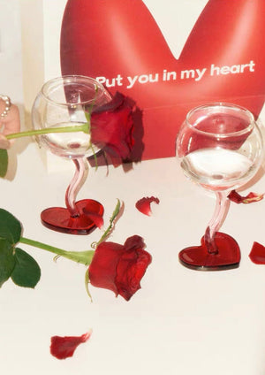 Retro Wavy Heart Wine Glasses (Set of 4)