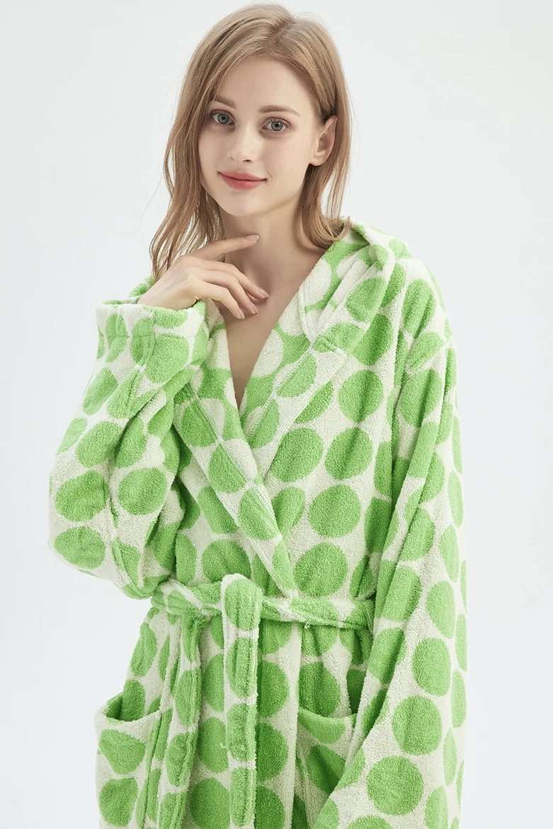 Polka Dot Hooded Bath Robe in 100% Organic Cotton (2 Colors)