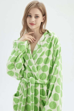 Polka Dot Hooded Bath Robe in 100% Organic Cotton (2 Colors)