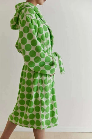 Polka Dot Hooded Bath Robe in 100% Organic Cotton (2 Colors)