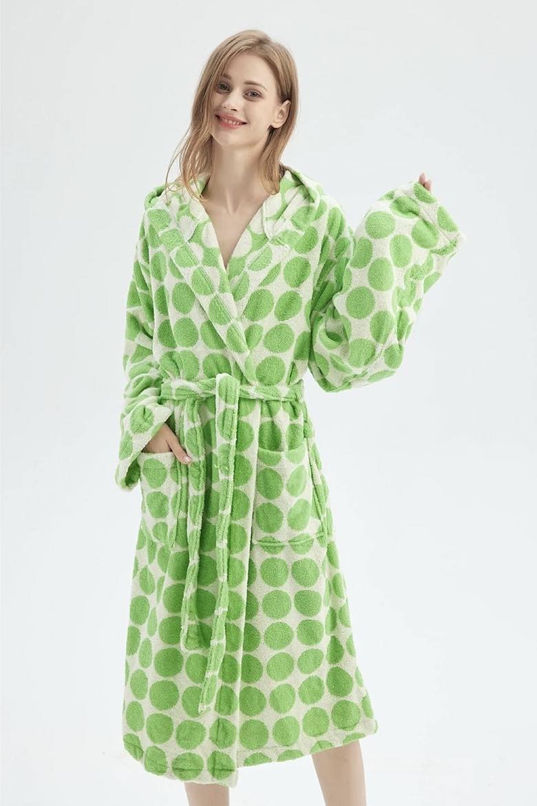 Polka Dot Hooded Bath Robe in 100% Organic Cotton (2 Colors)