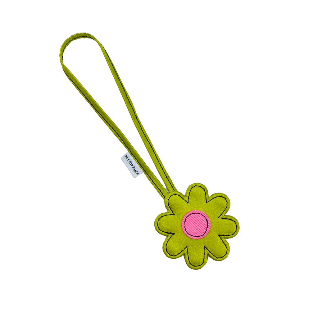 Chartreuse Satin and Bubblegum Moire Loop Through Flower Charm - For the Ages