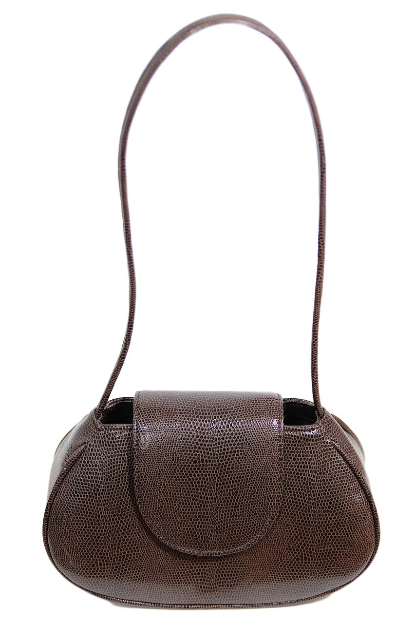 Ineva Baguette in Chocolate Brown Lizard Embossed Vegan Leather - For the Ages