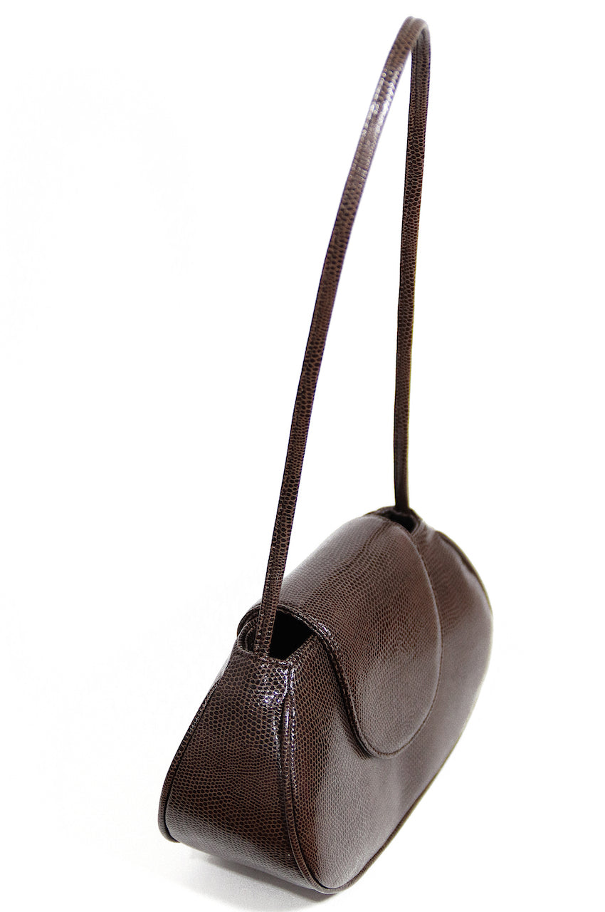 Ineva Baguette in Chocolate Brown Lizard Embossed Vegan Leather - For the Ages