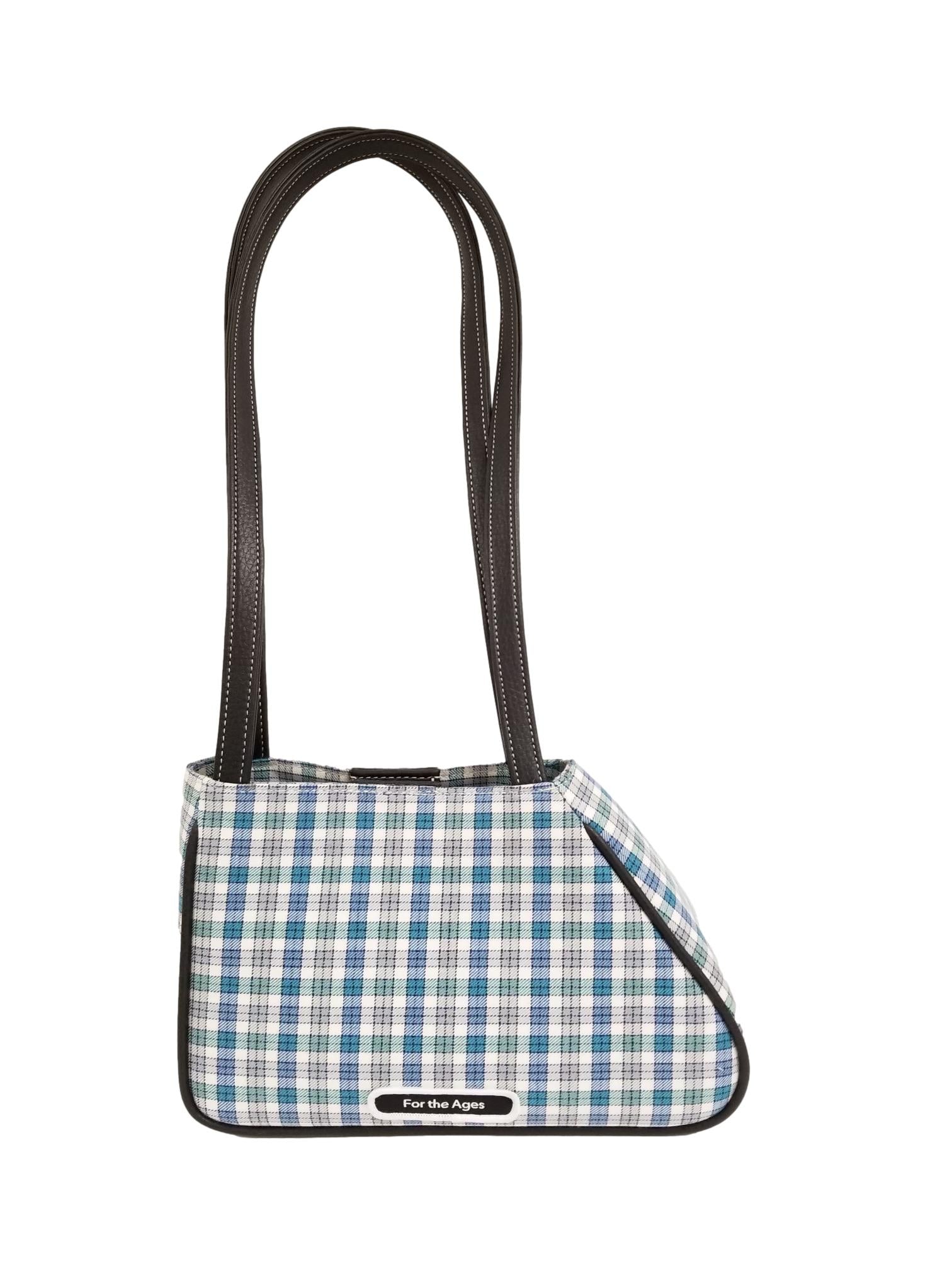 Checkered Shoulder Bag, Bag Cotton Checkered, Checkered Tote Bag