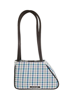 Sophia Asymmetrical Small Tote in Bijou Blue and Gray Cotton Twill Plaid - For the Ages
