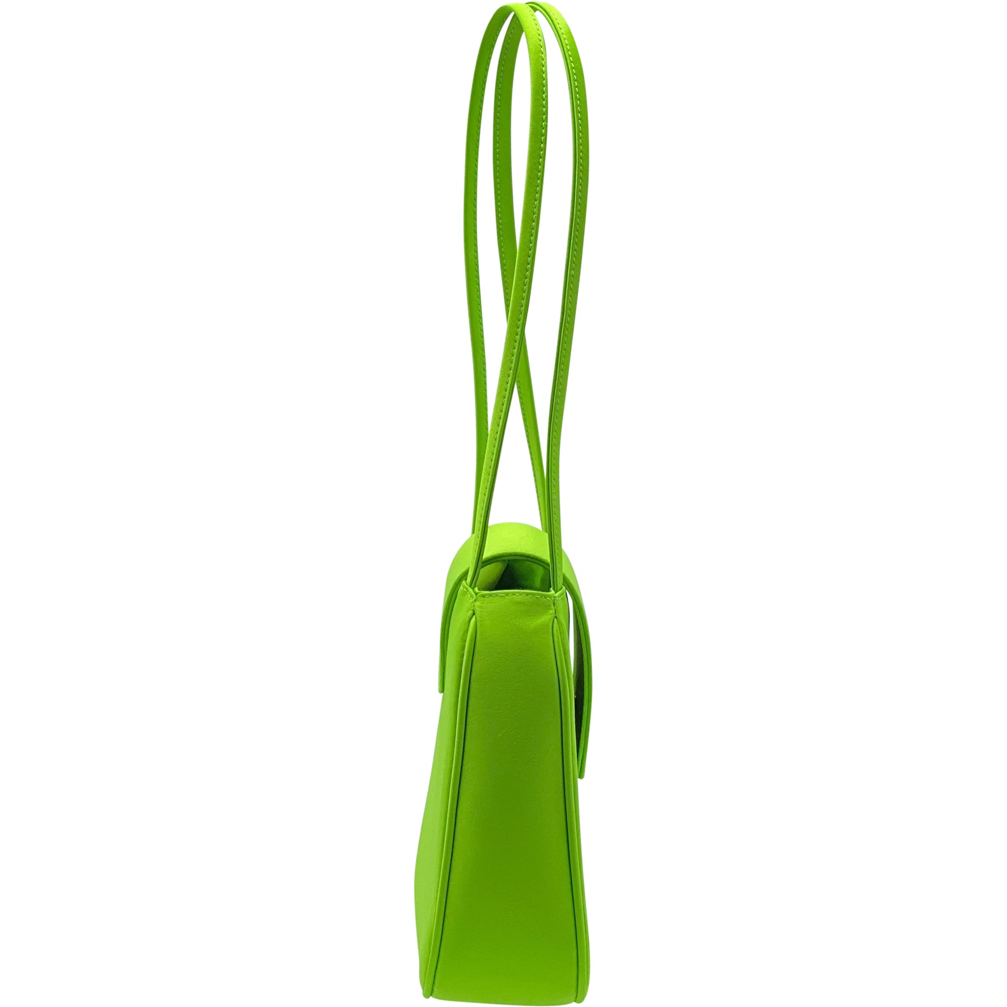 Yoko Tote in Lime Green Polyester Satin - For the Ages